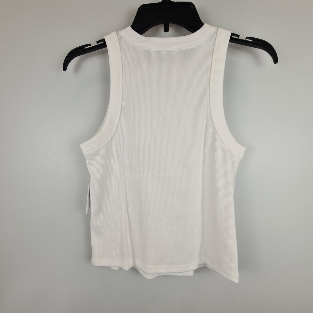 Old Navy White High Neck Ribbed Snug Tank Top Womens Medium NWT Sleeveless Basic - Picture 5 of 6